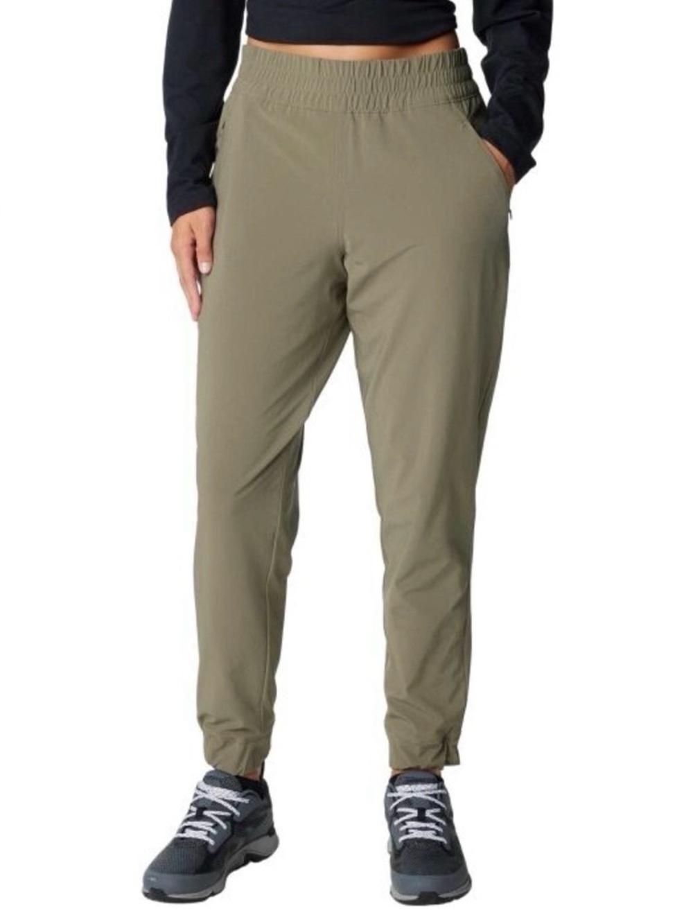 Columbia High Rise Hiking Joggers Olive Sage Green Lightweight Zip Pocket XS